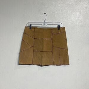 Spoiled Girl Camel Leather Vintage Mini Skirt Sz L